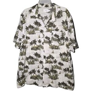 Onia Hawaiian Shirt Men's Medium Green Floral All Over Button Down Top